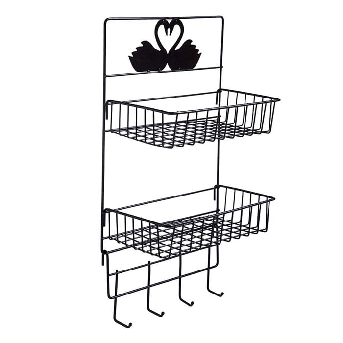 2 Layer Multipurpose Wall Shelf  With 4 Hook