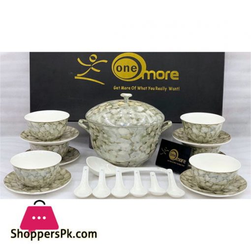21 Pieces New Bone China Soup Set Marble Design