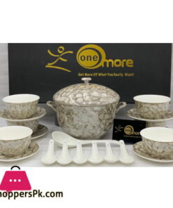21 Pieces New Bone China Soup Set Marble Design