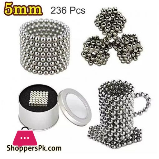 5mm 236 Pcs Colorful DIY Neo Magnet Cube Magic Beads Balls Puzzle Magnetic Toys - Silver