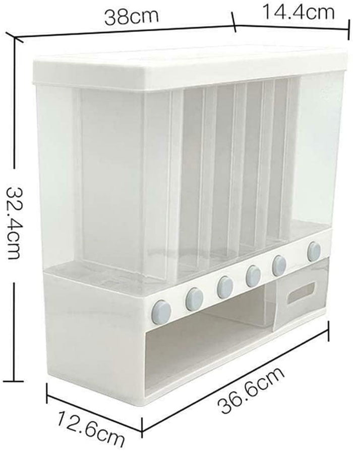 6 In1 Kitchen Wall Mounted Cereal Dispenser Dry Food Storage Container New