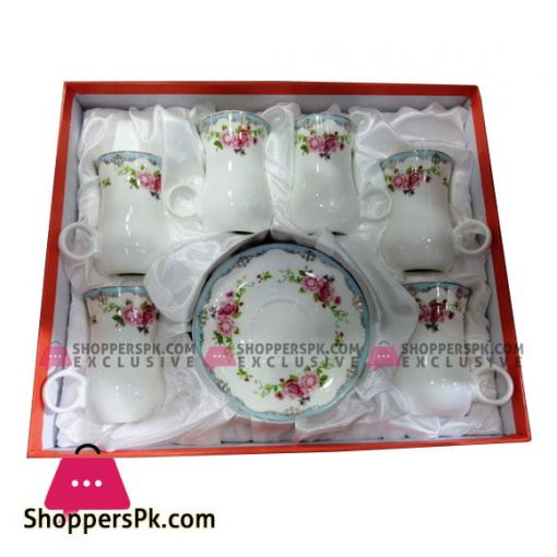 Angela Flower Ceramic Cup Saucer Set of 6 Pcs