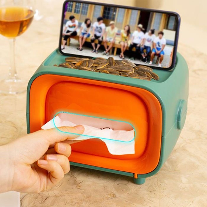 Cute Mini Tv Shape Tissue Holder Storage Box Container