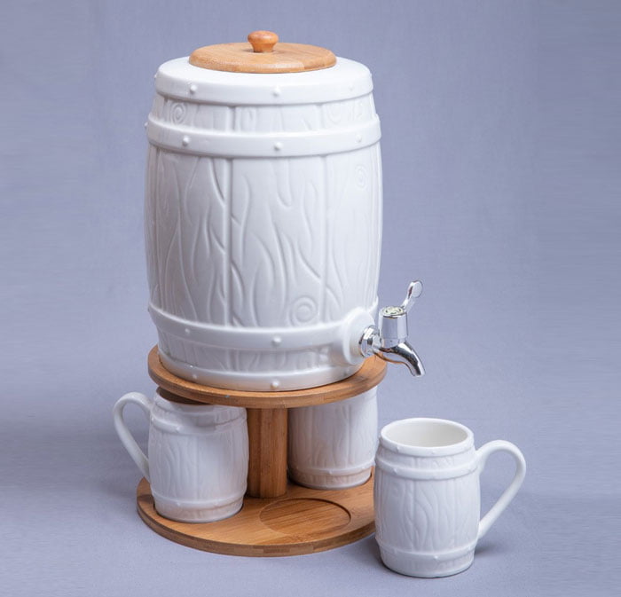 Dispenser With Mugs With Bamboo Stand