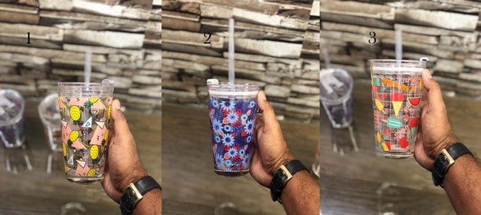 Double Wall Acrylic Tumbler Cup With Lid &Amp; Straw Bpa-Free 500Ml