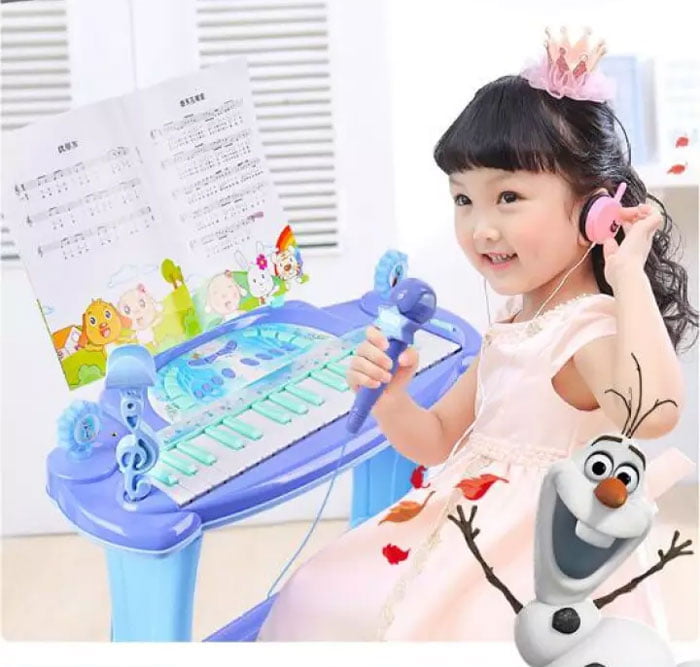 Frozen Electronic Musical Piano With Microphone
