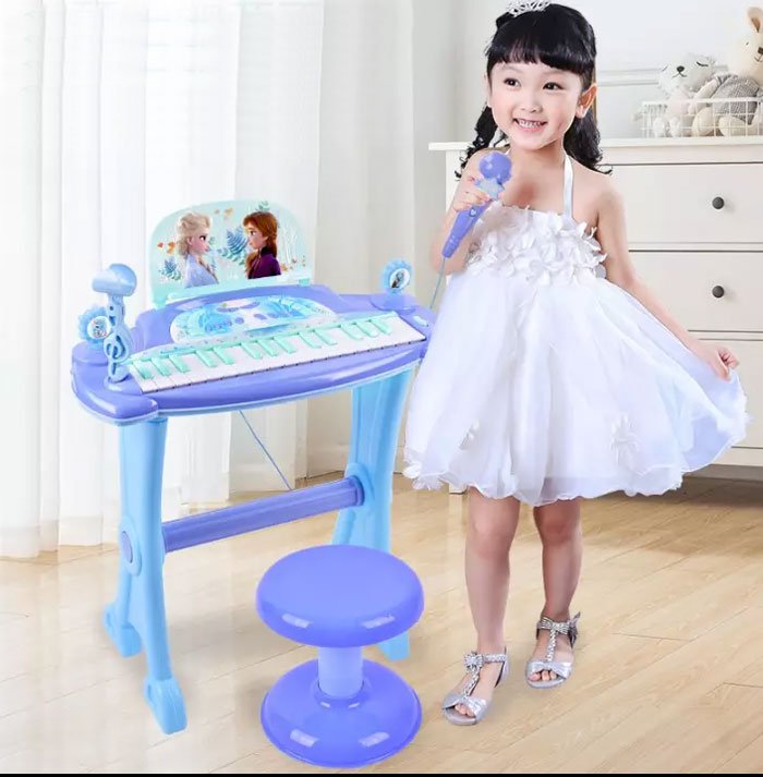 Frozen Electronic Musical Piano With Microphone