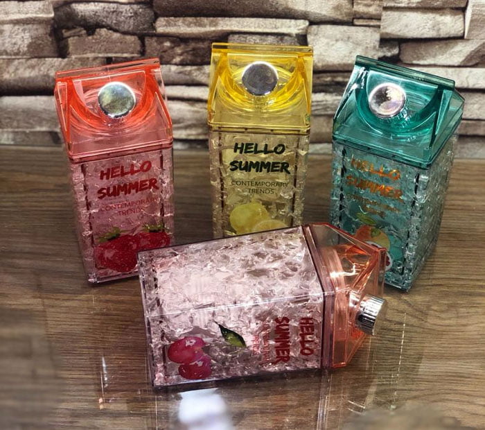 Hello Summer Straw Fashion Ice Fruit Water Bottle 430Ml