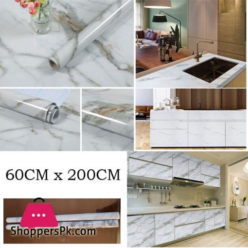 Kitchen Oil Proof Waterproof Sticker Marbel Design Kitchen Stove Cabinet PVC Stickers Self Adhesive Wallpapers DIY Wall Stickers ( 60 x 200 CM )