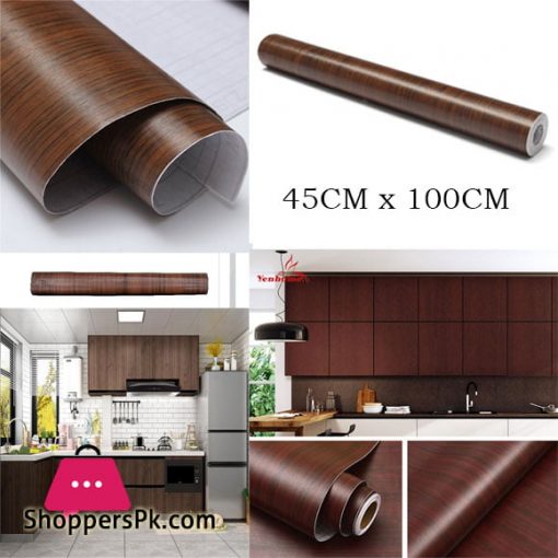 Kitchen Oil Proof Waterproof Sticker Wood Texture Kitchen Stove Cabinet PVC Stickers Self Adhesive Wallpapers DIY Wall Stickers ( 45 x 100 CM )