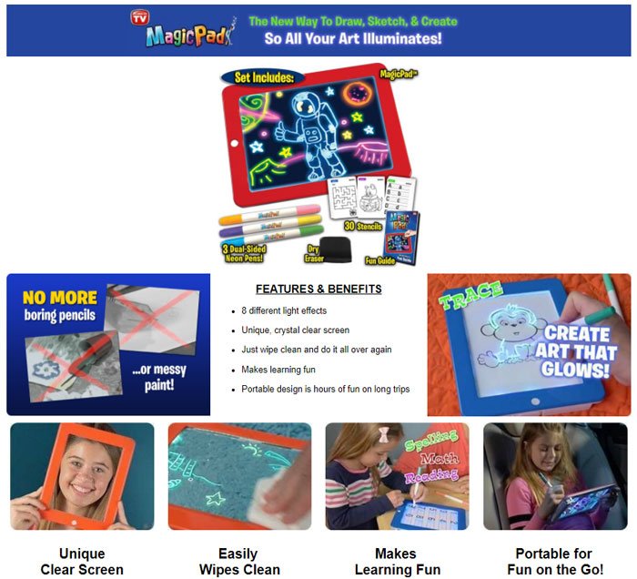 Magic Pad, Illuminating Screen For Drawing, Sketching And Creating - As Seen On Tv