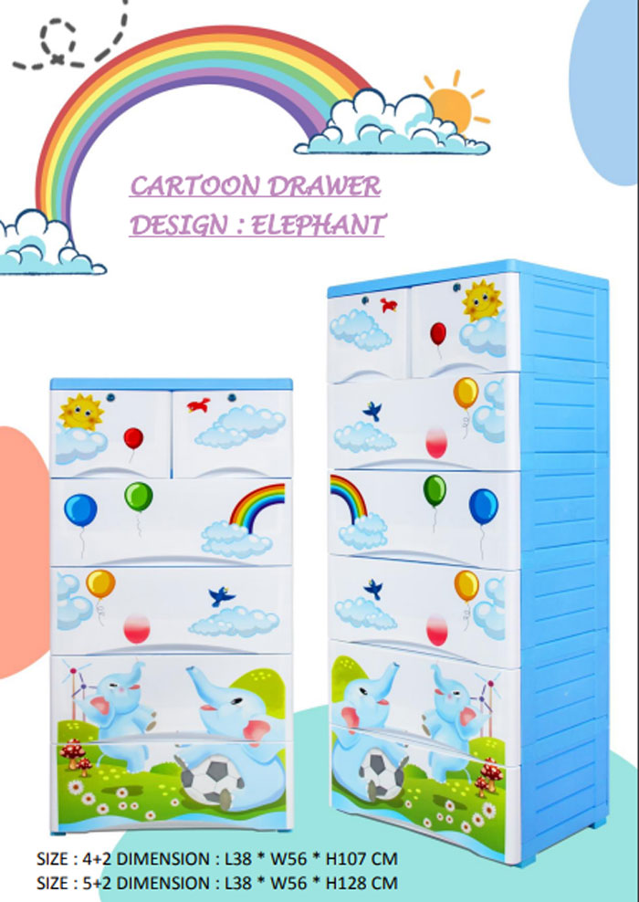 Phoenix Plastic Drawers Cabinet Elephant Drawer Jumbo 5+2
