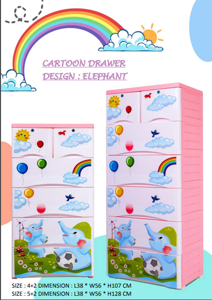 Phoenix Plastic Drawers Cabinet Elephant Drawer 4+2