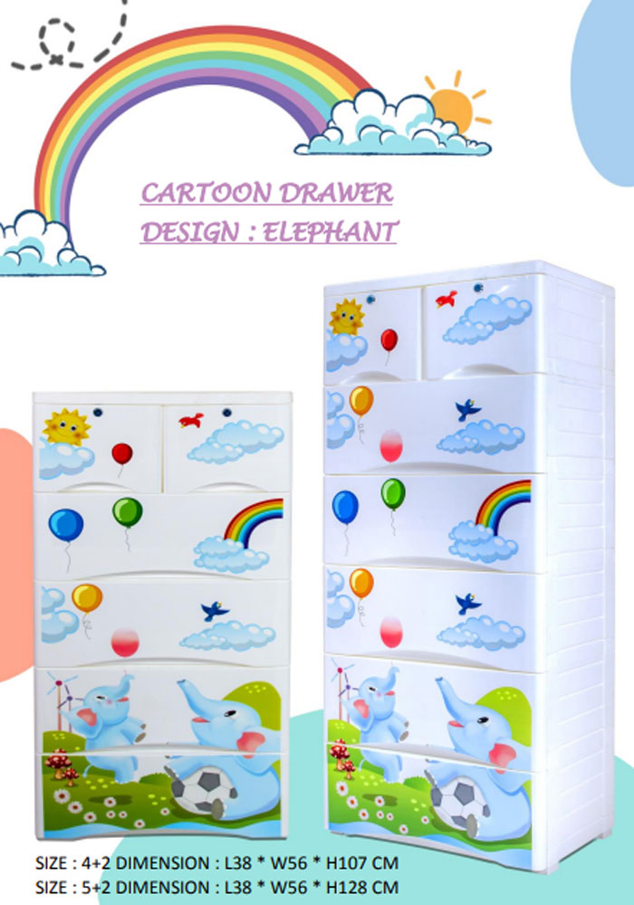 Phoenix Plastic Drawers Cabinet Elephant Drawer 4+2