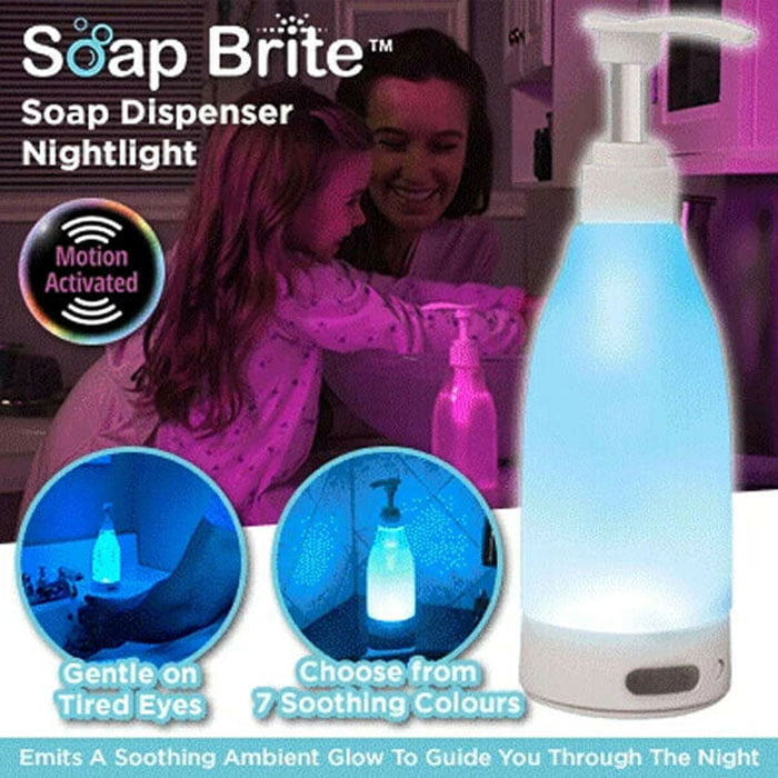 Soap Brite Led Lighted Soap, Sanitizer, Lotion Pump -12.8 Oz.- 7 Soothing Colors