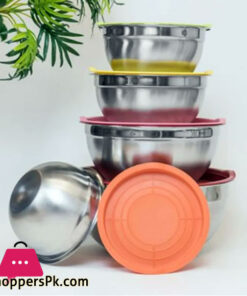 Stainless Steel Mixing Bowl Set With Lid Multi-Color 5 PCS
