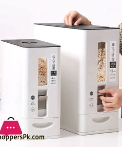 12 kg Sealed Flour Rice Storage Cereal Grains Measurable Storage Barrel Rice Bucket Moisture-Proof Plastic Eco-Friendly Japan Style