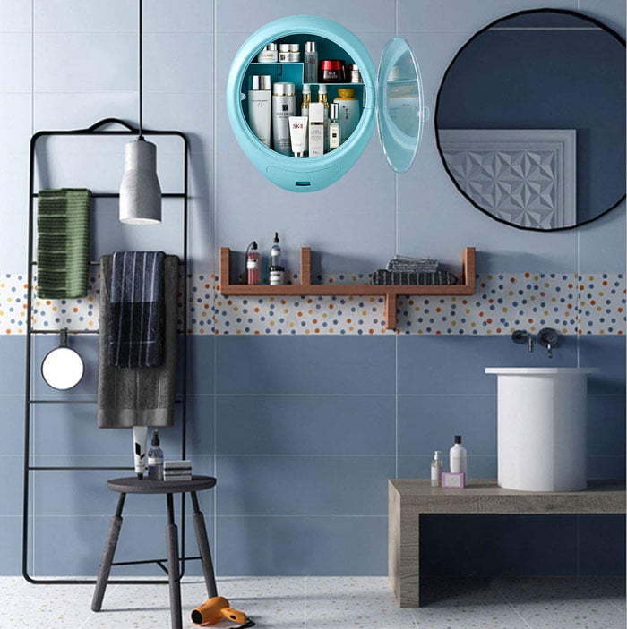 Modern Wall-Mounted Makeup Cosmetic Bathroom Organizer For Storage Box Dustproof &Amp; Waterproof 