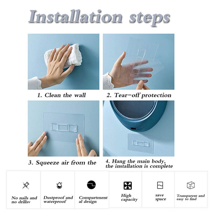 Modern Wall-Mounted Makeup Cosmetic Bathroom Organizer For Storage Box Dustproof &Amp; Waterproof 