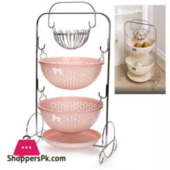 2 Layer Potato & Onion Basket Steel Frame Plastic Basket