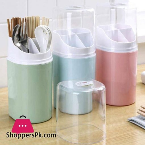 4 Compartment Plastic Cover Cutlery Holder 