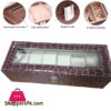 6 Gird Watch Storage Box Organizer Watch Case with Leather Finish High-Elastic Pillow