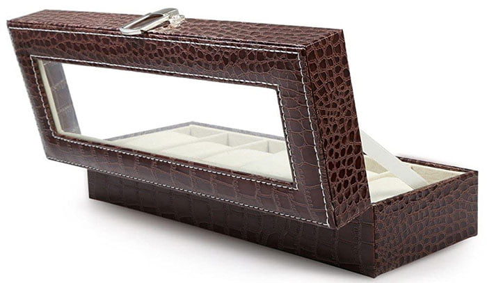 6 Gird Watch Storage Box Organizer Watch Case With Leather Finish High-Elastic Pillow 6 6 Gird Watch Storage Box Organizer Watch Case With Leather Finish High-Elastic Pillow