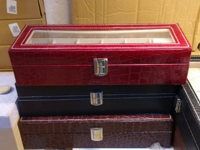 6 Gird Watch Storage Box Organizer Watch Case With Leather Finish High-Elastic Pillow 10 6 Gird Watch Storage Box Organizer Watch Case With Leather Finish High-Elastic Pillow