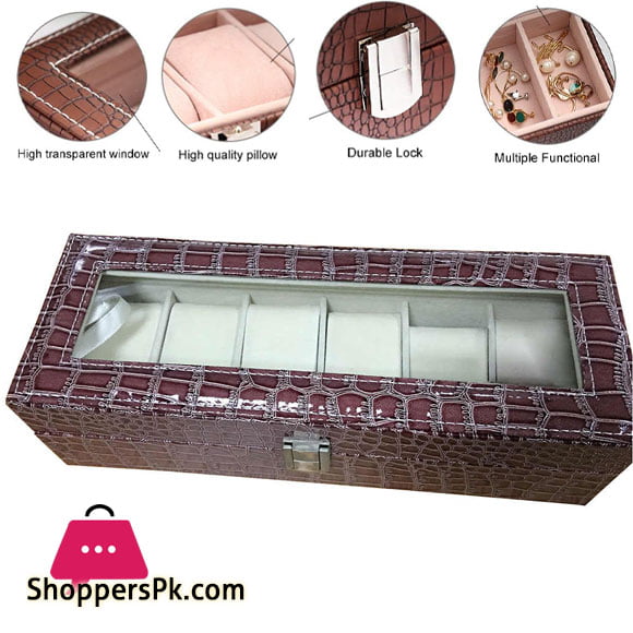 6 Gird Watch Storage Box Organizer Watch Case With Leather Finish High-Elastic Pillow 3 6 Gird Watch Storage Box Organizer Watch Case With Leather Finish High-Elastic Pillow