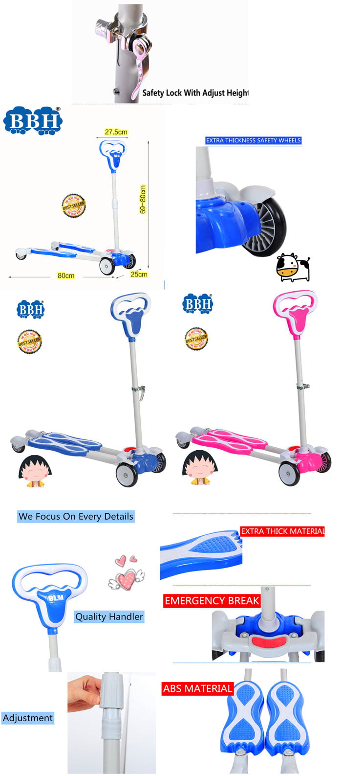 Bbh Quality Swing Car / Yoyo Car With Height Adjustment Scooty F06 
