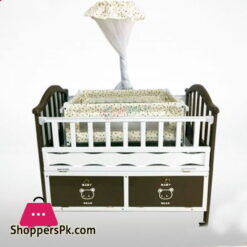 Beautiful Design Wooden Baby Cot With Mosquito Net Chocolate Brown 8860