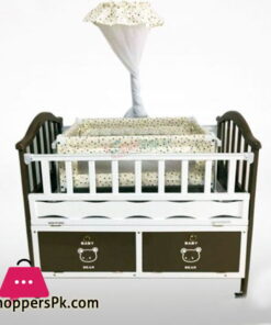 Beautiful Design Wooden Baby Cot With Mosquito Net Chocolate Brown 8860