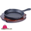 Cast Iron Skillet Pan With Wood Base Durable Fry Pan -10 Inch