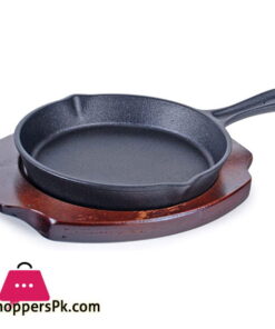 Cast Iron Skillet Pan With Wood Base Durable Fry Pan -10 Inch