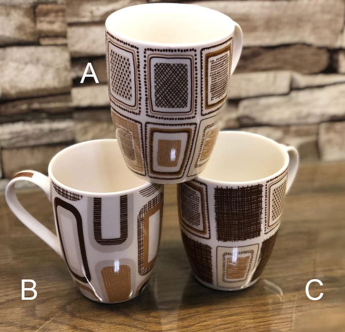 Checkered Classic Design Mug ( Set Of 6 ) 44-6