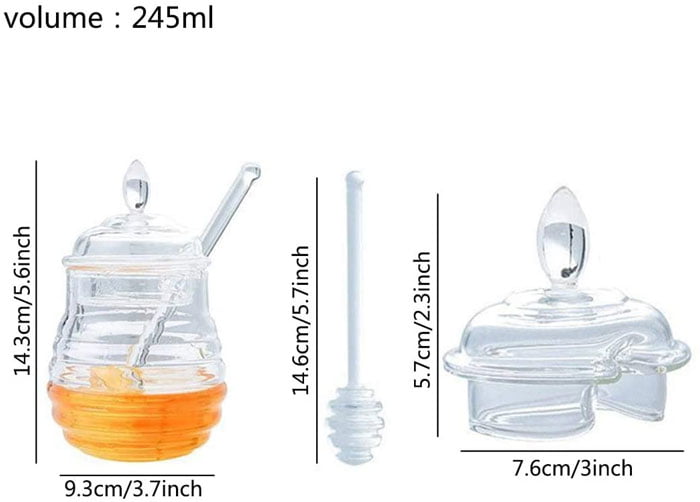 Crystal Plastic Honey Pot With Honey Dipper Spoon And Lid Beehive Storage Jar (245 Ml)