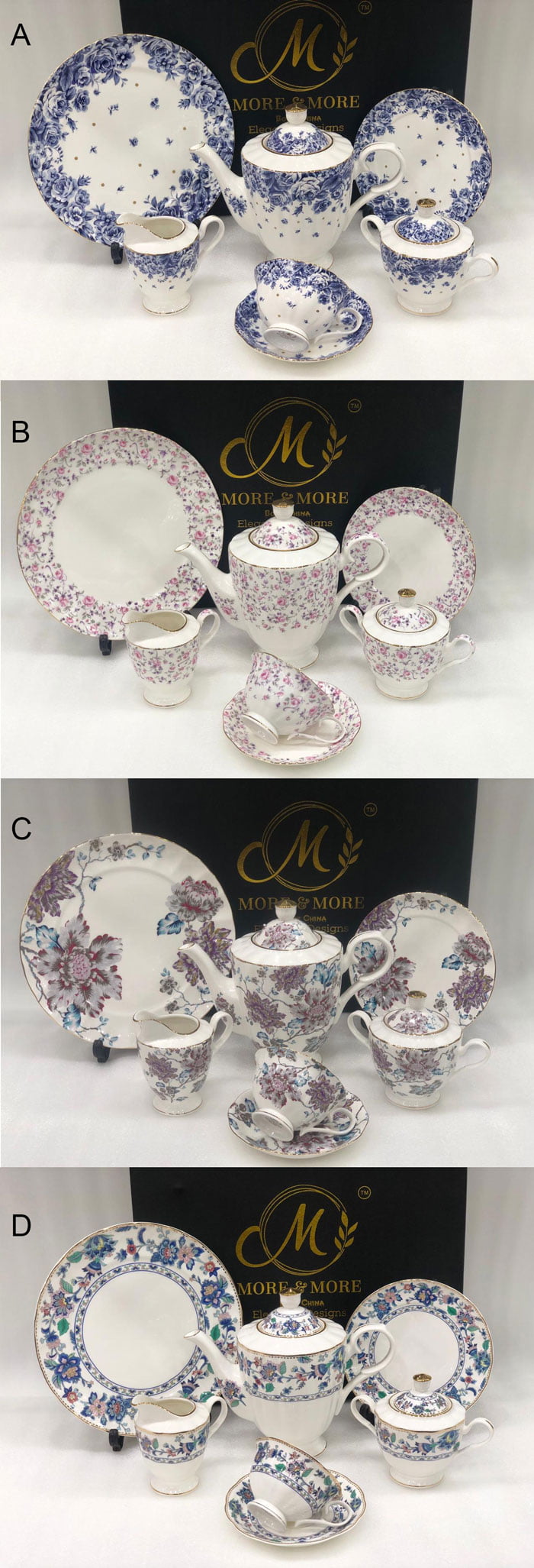 Elegance Designs 24 Pieces Tea Set Half Gold Bone China 669-4