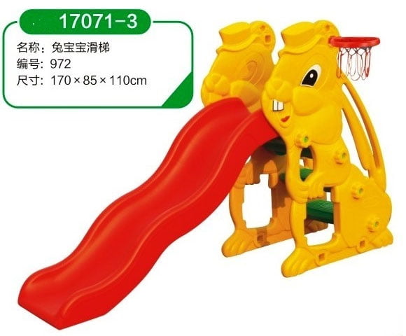 Fiber Plastic Kids Rabbit Slide with basketball Hoop 17071