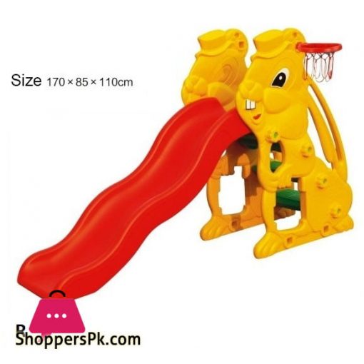 Fiber Plastic Kids Rabbit Slide with basketball Hoop 17071