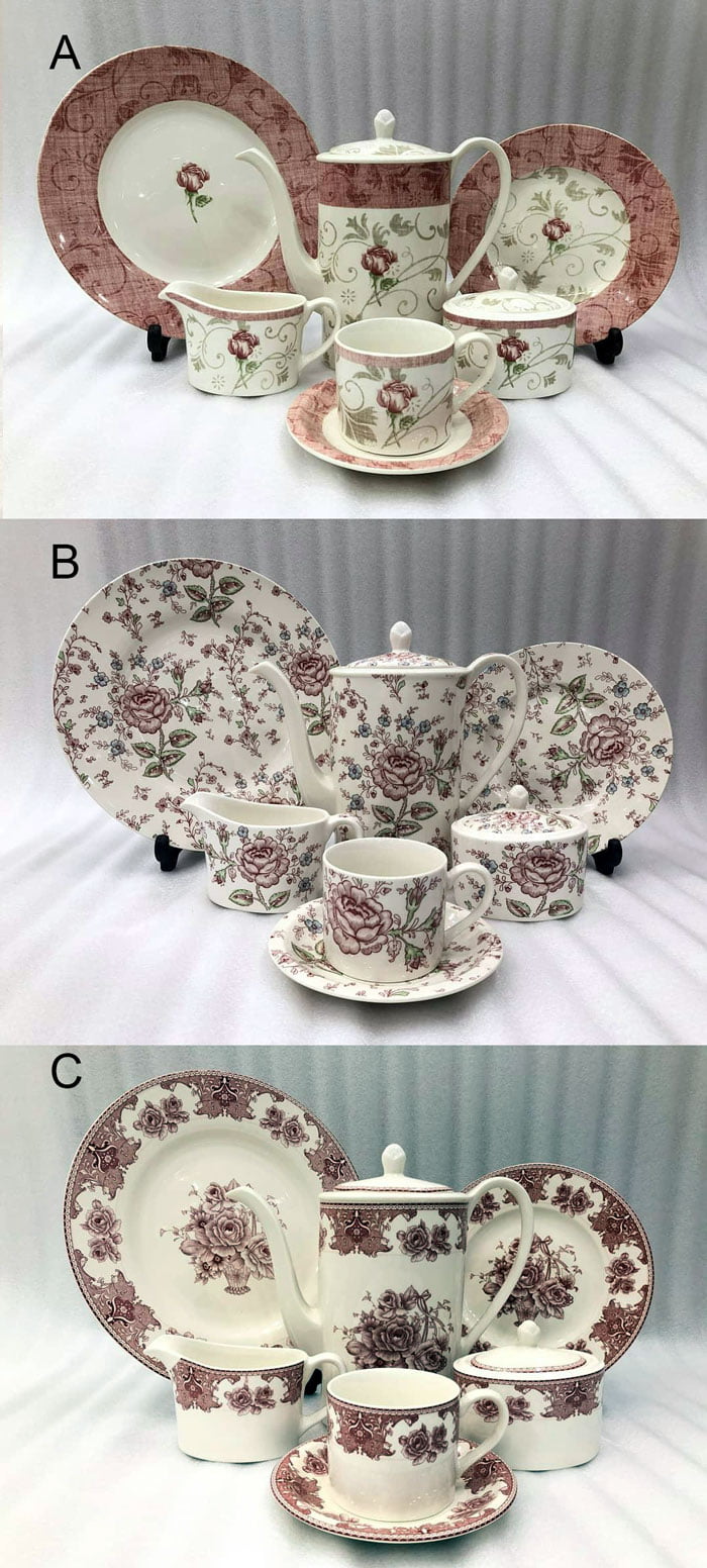 Floral More &Amp; More Brand Stoneware Tea Sets 24 Pcs 661-2