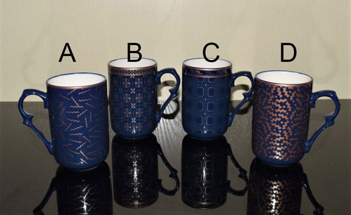 Imperial Gold Blue Bone China Mug Set Of 6