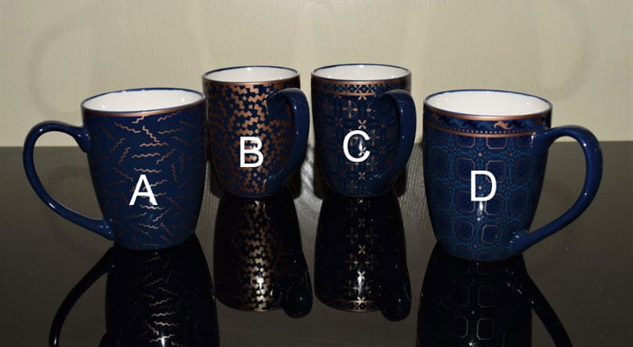 Imperial Gold Blue Bone China Mug Set Of 6 - Mp01