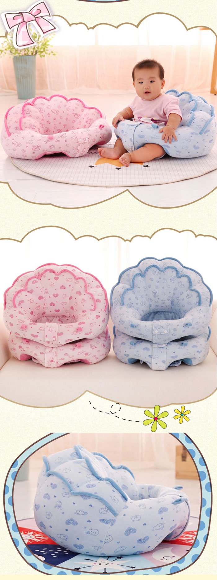 Infant Baby Sofa Support Sit Seat Feeding Chair Nest Cotton