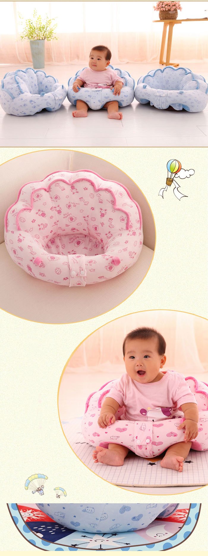 Infant Baby Sofa Support Sit Seat Feeding Chair Nest Cotton