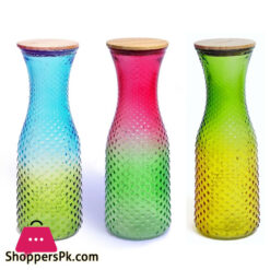 Pitcher Water Juice Bottle Glass Bamboo Lid 1-Pcs