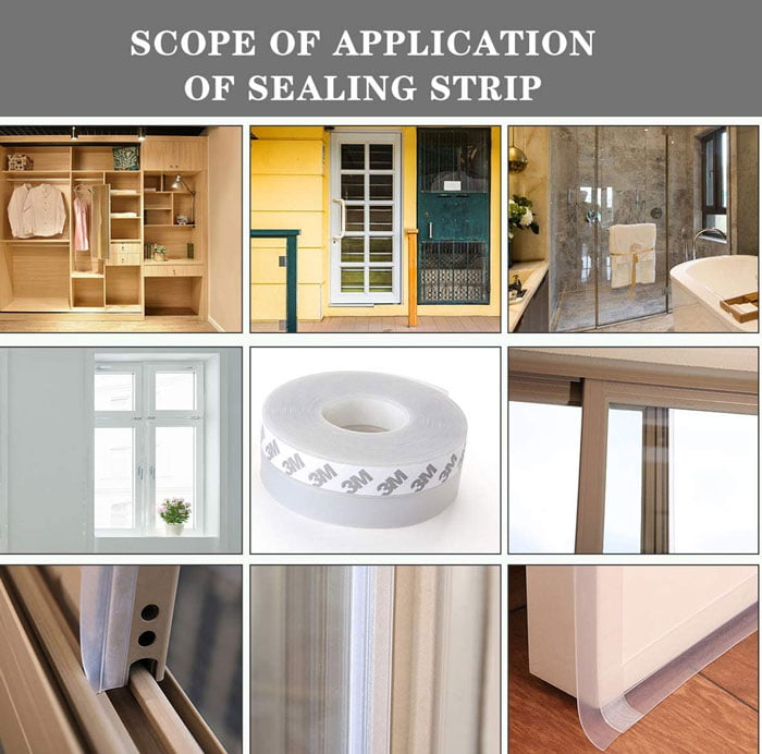 Silicone Seal Strip,Weather Stripping For Door Or Window,Weatherproof Soundproof Self Adhesive Door Strip Bottom,Insect Proof Silicone Sealing Sticker 1 Meter