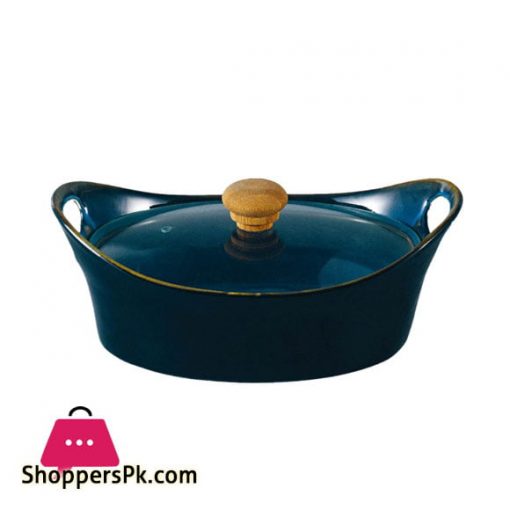 Solecasa Serving Bowl With Glass Lid - Heat Resistant - Ceramic Black