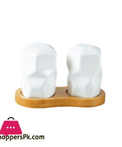 Solicasa Salt and Pepper Pot with Bamboo Base