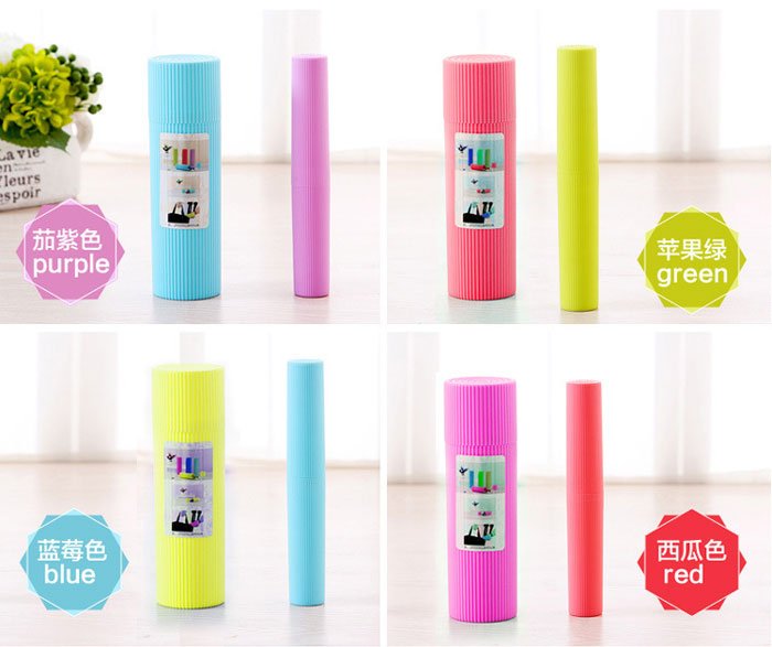 Striped Plastic Toothbrush Box 3 Pcs