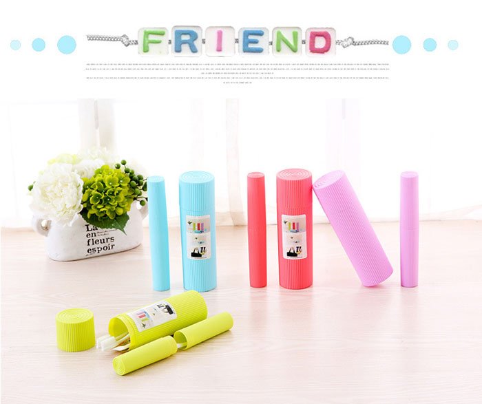 Striped Plastic Toothbrush Box 3 Pcs